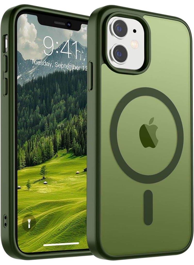 أكاليكس جراب مغناطيسي لهاتف آيفون 11 [مقاوم للصدمات ونحيف] غطاء خلفي صلب شفاف غير لامع مع حماية عالية الجودة | أخضر داكن - Image 1